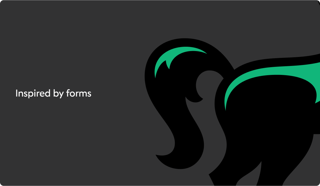 Example shows that icon style is inspired by forms, like the horse's tail.