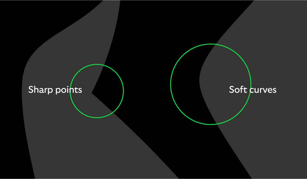 Our illustration style combines sharp points and soft curves.