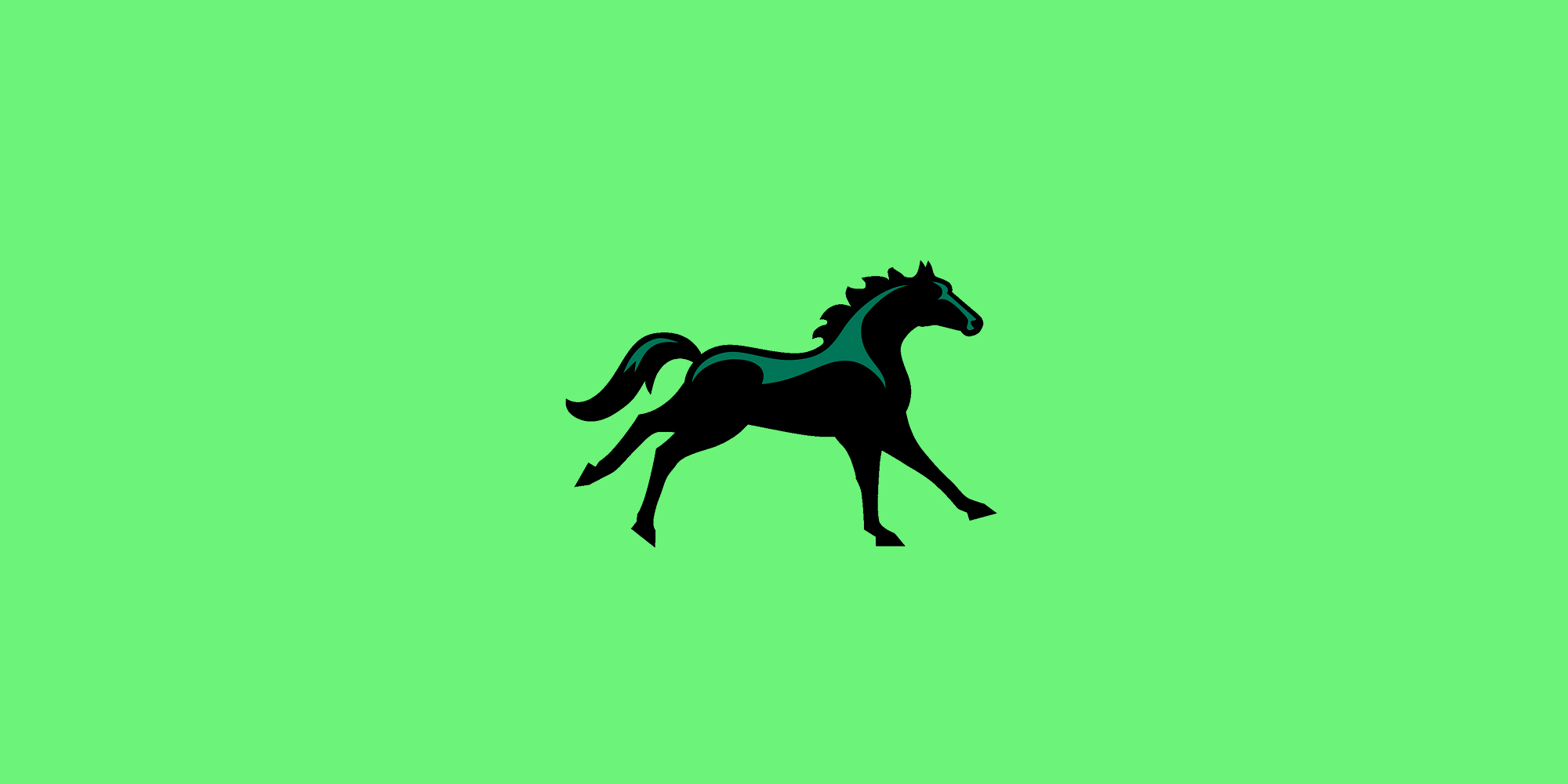 Lloyds black horse logo galloping on a green background.