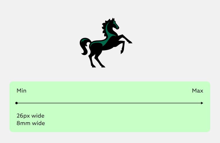 Logo size should be minimum of 26 pixels or 8mm wide.