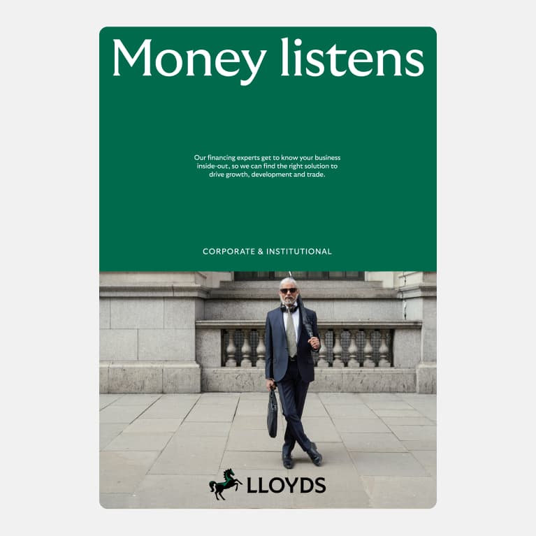Lloyds personal website using secondary logo in the top left corner.